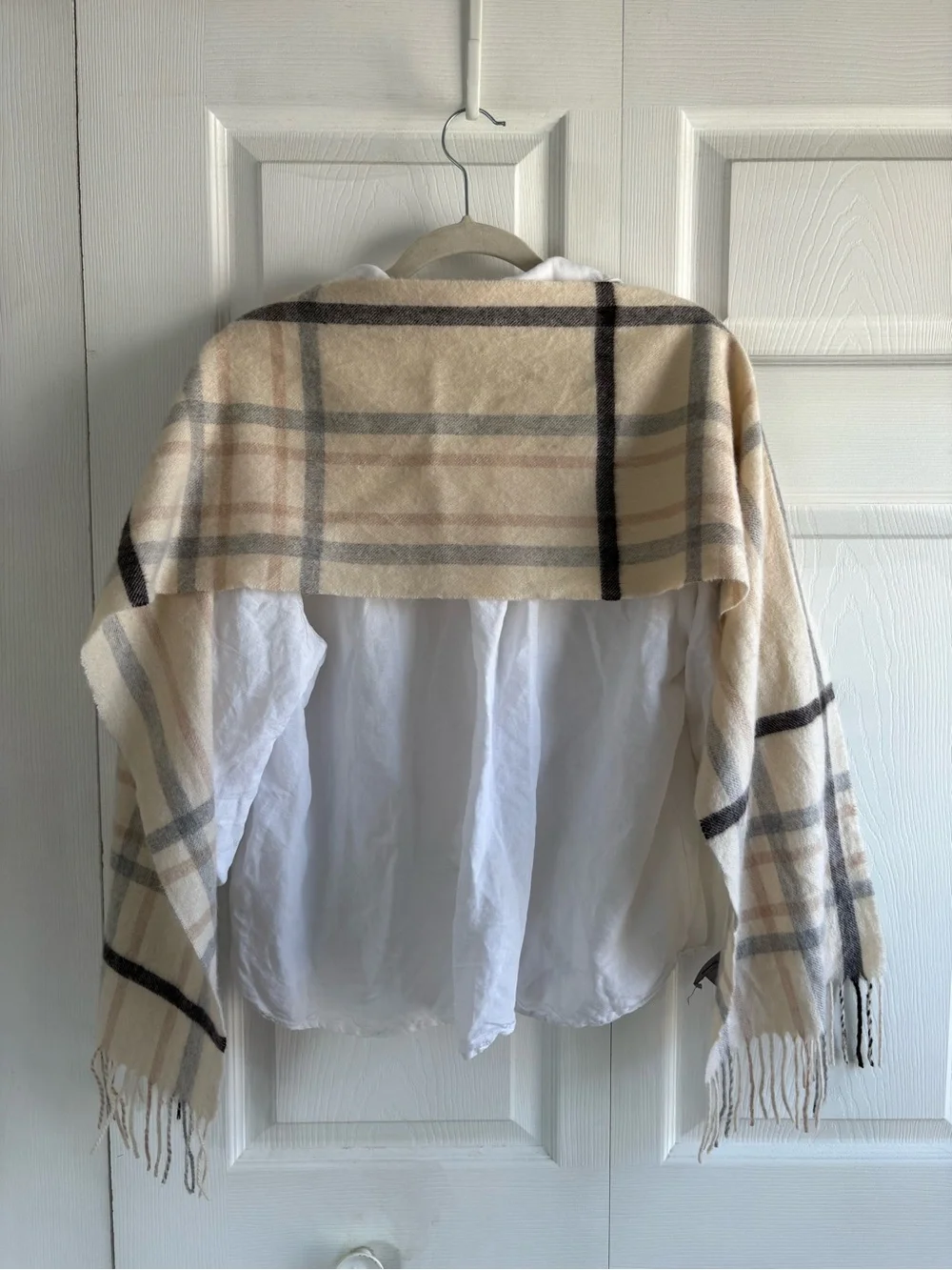 Charter Club Beige Plaid Quiet Luxury Cashmere Scarf Nova Check Career Academia